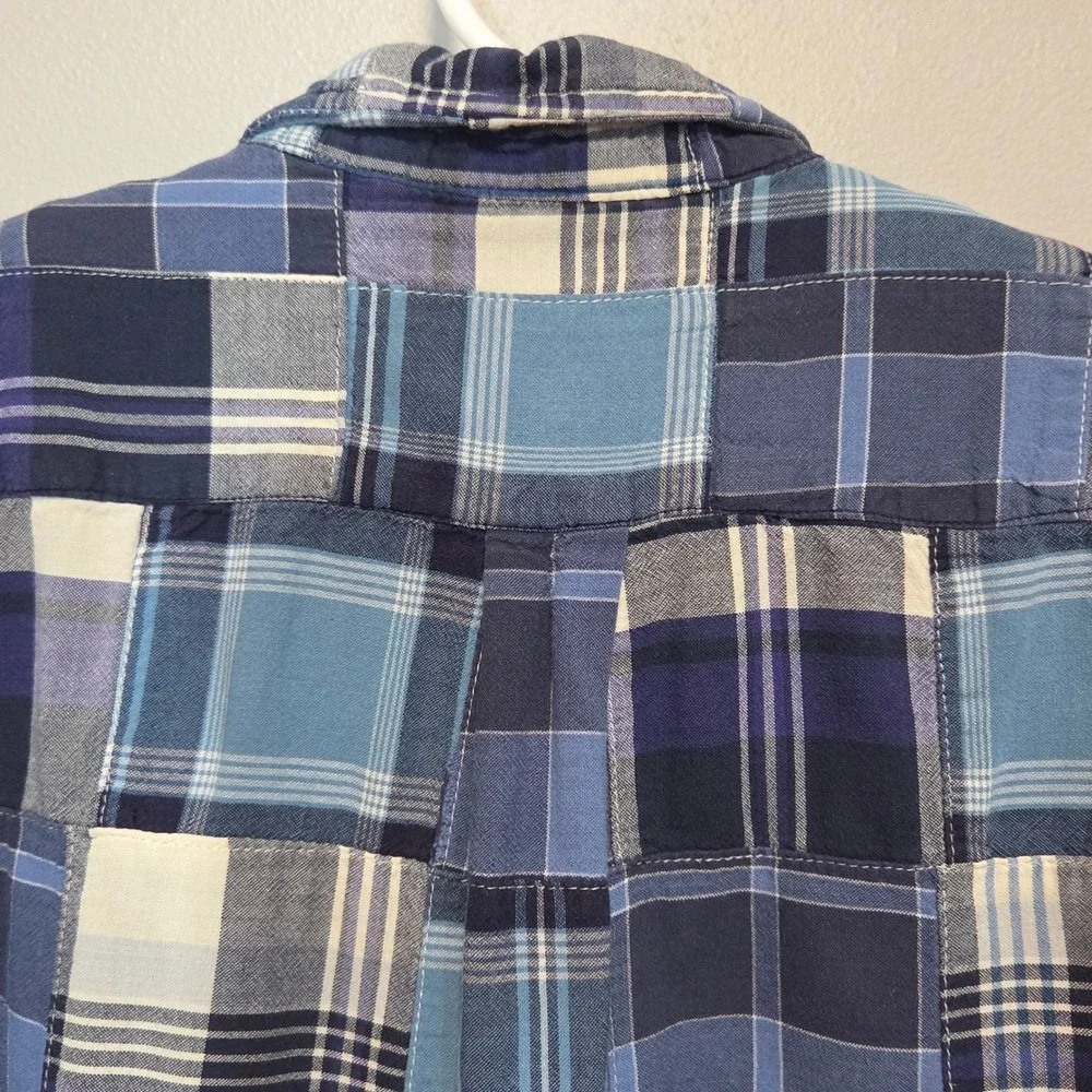Ralph Lauren Boys Patchwork Plaid Button Down Shirt Size 6 Blue Preppy Americana